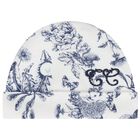 Ivory & Navy Blue Toile De Jouy Babygrow Gift Set, 1, hi-res