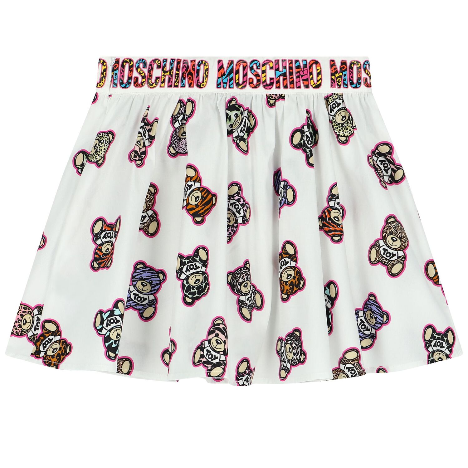 Girls White & Pink Teddy Bear Logo Skirt Set, 1, hi-res image number null