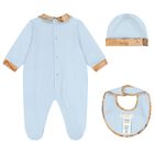 Baby Boys Blue & Beige Geo Map Babygrow Gift Set, 1, hi-res