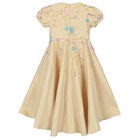 Girls Gold Embellished Sequin Dress, 1, hi-res