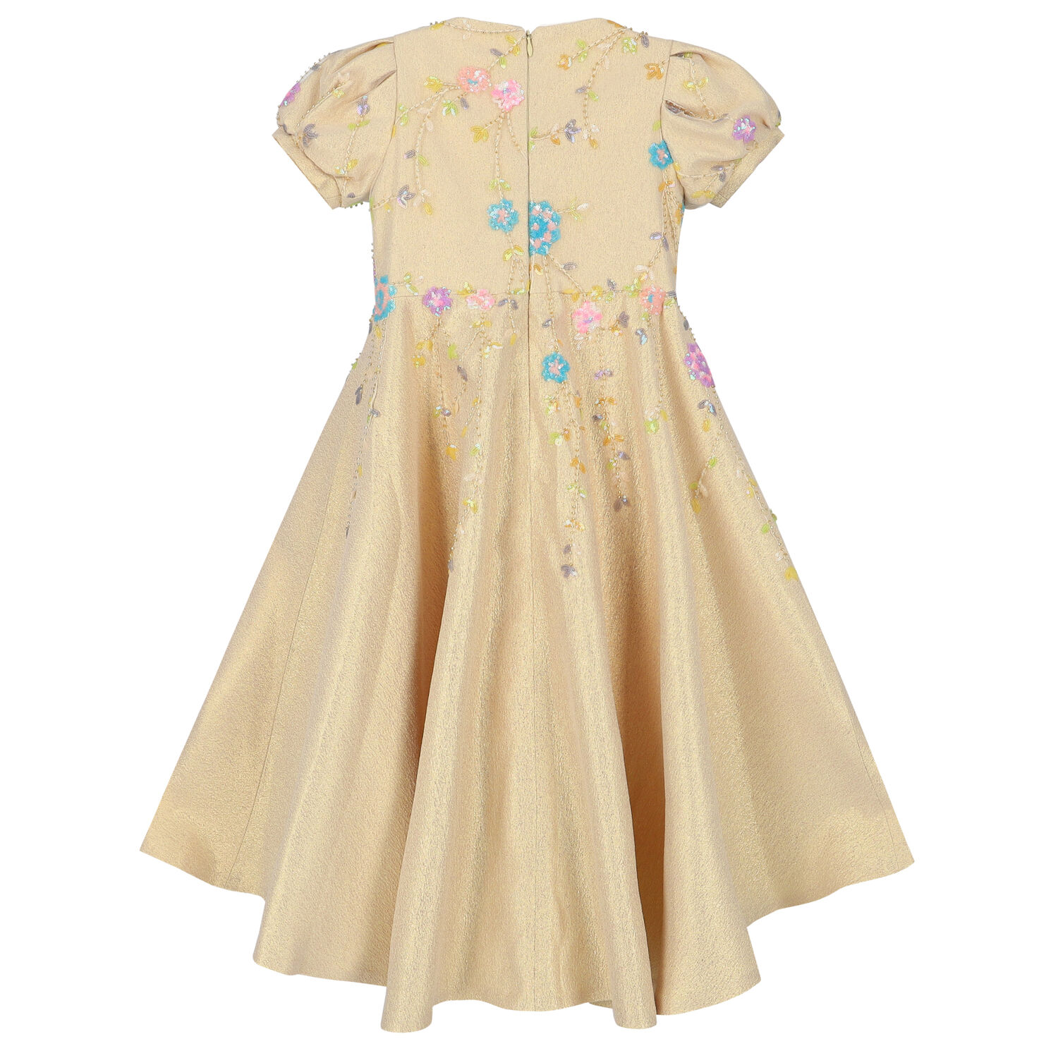 Girls Gold Embellished Sequin Dress, 1, hi-res