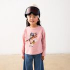 Girls Pink Fox Long Sleeve Top, 1, hi-res