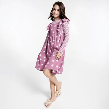 Girls Beige Logo Flower Flip Flops