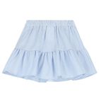 Girls Blue & White Striped Skirt Set, 1, hi-res