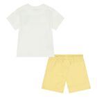 Younger Boys White & Yellow Shorts Set, 1, hi-res