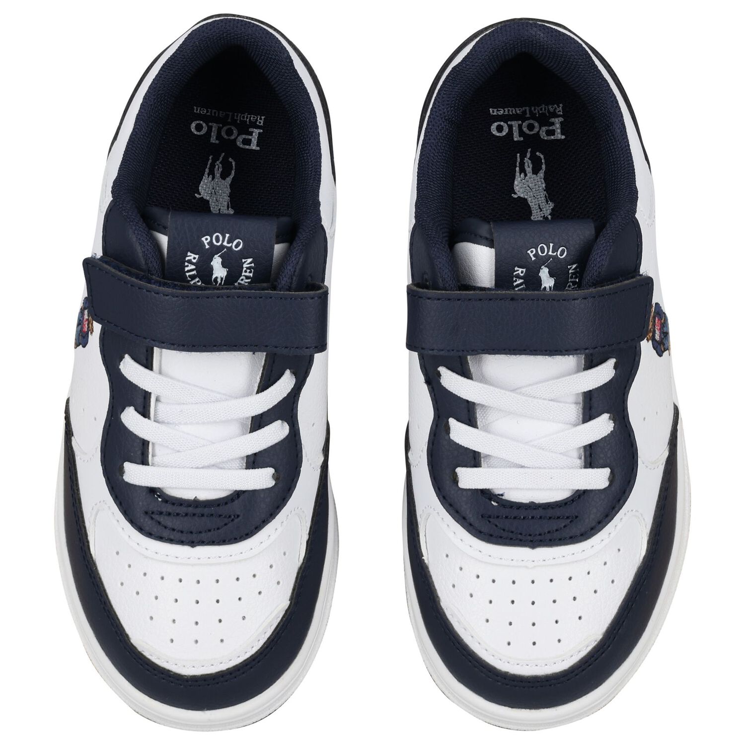 Boys White & Navy Blue Logo Trainers, 1, hi-res image number null