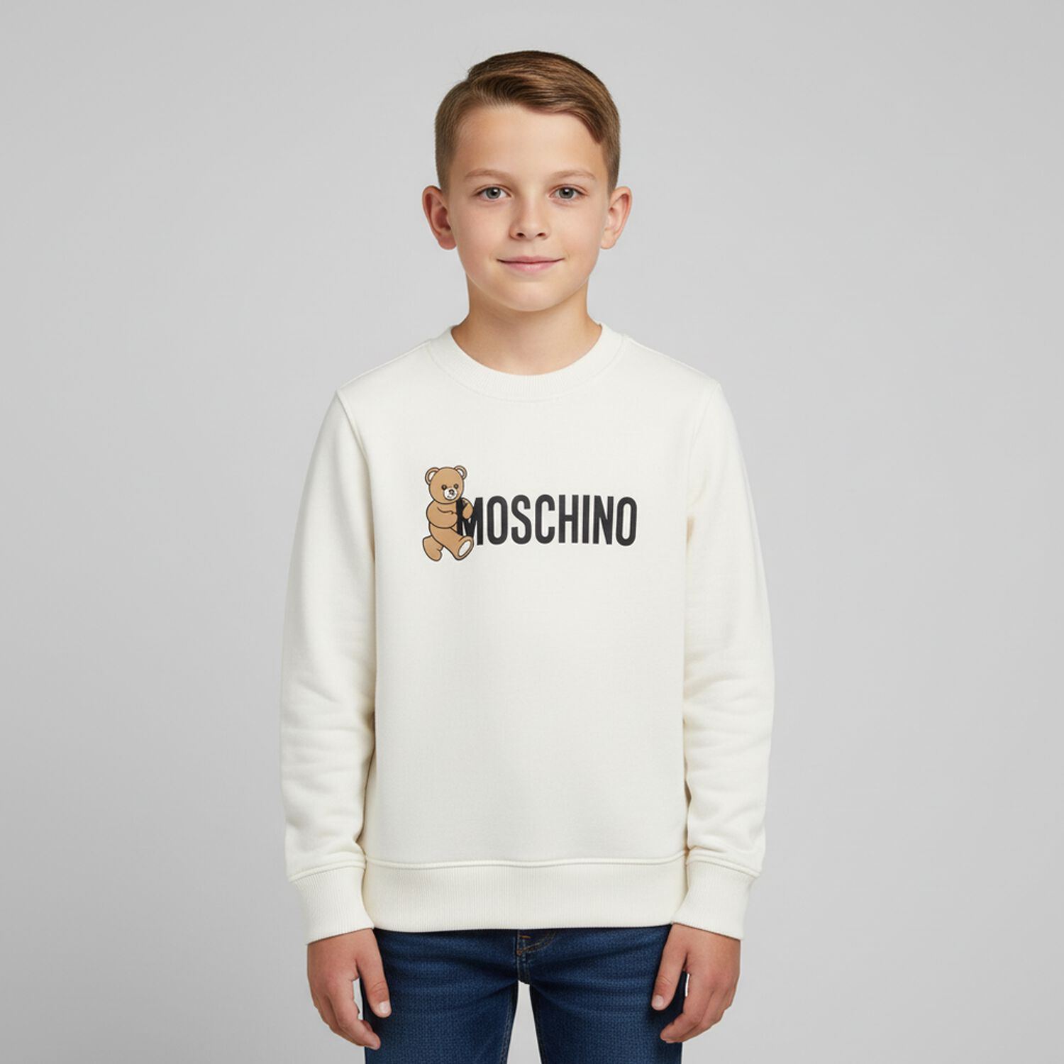 White Teddy Bear Logo Sweatshirt, 4, hi-res