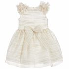 Girls Ivory & Gold Special Occasion Dress, 1, hi-res