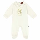 Girls Ivory & Gold Logo Babygrow, 3, hi-res