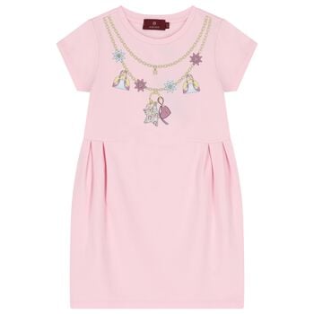 Girls Pink Necklace Logo Dress