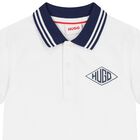 Boys White & Black Logo Polo Shirt, 1, hi-res