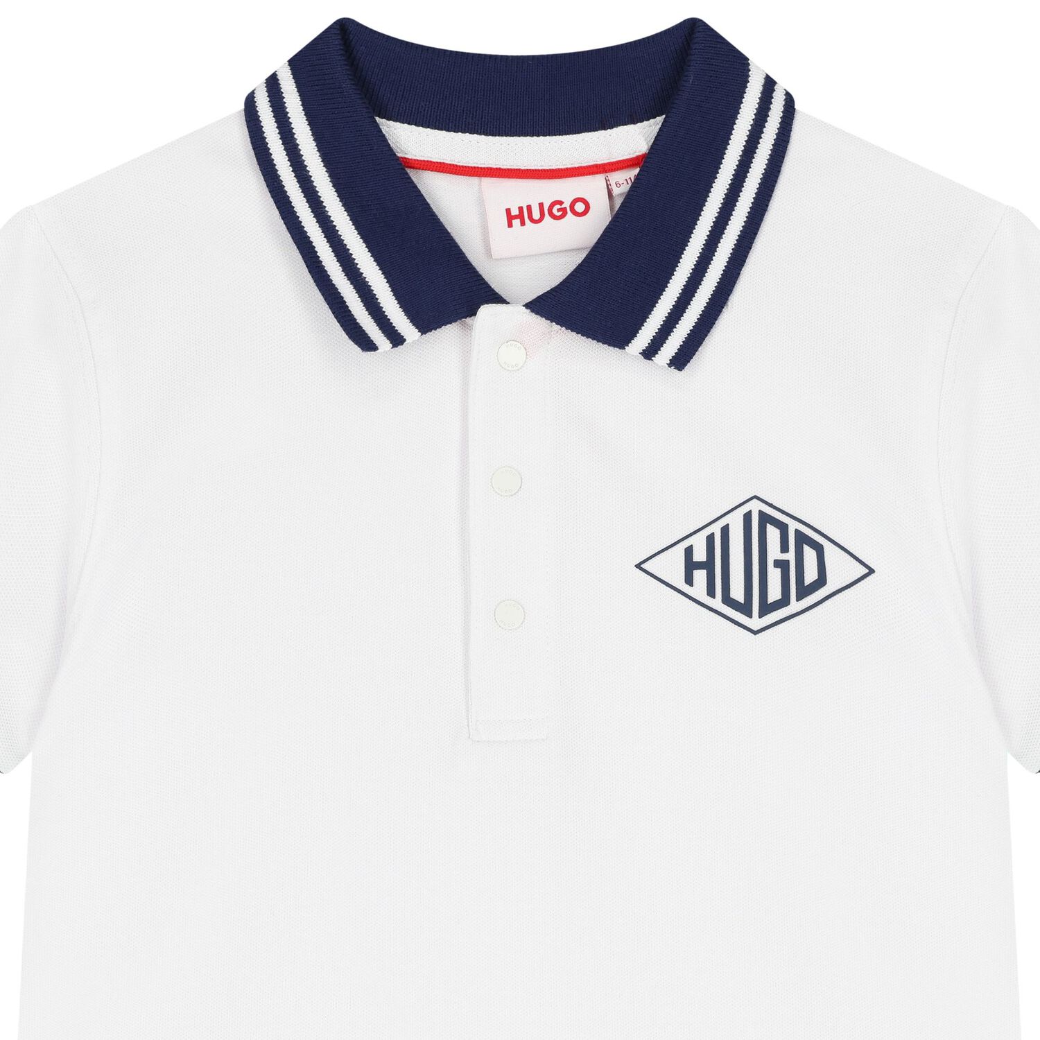 Boys White & Black Logo Polo Shirt, 1, hi-res