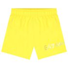 Boys Yellow Logo Swim Shorts, 1, hi-res