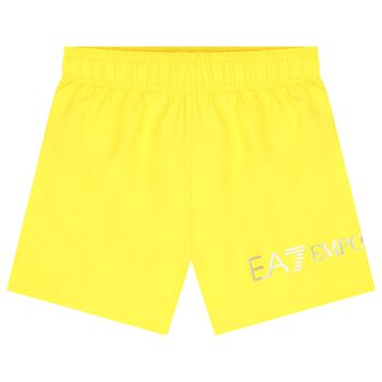 Boys Yellow Logo Swim Shorts