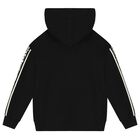Black Logo Hooded Zip Up Top, 1, hi-res