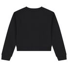 Girls Black Embellished Logo Sweatshirt, 2, hi-res