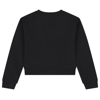 Girls Black Embellished Logo Sweatshirt