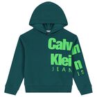 Boys Green Logo Hooded Top, 2, hi-res
