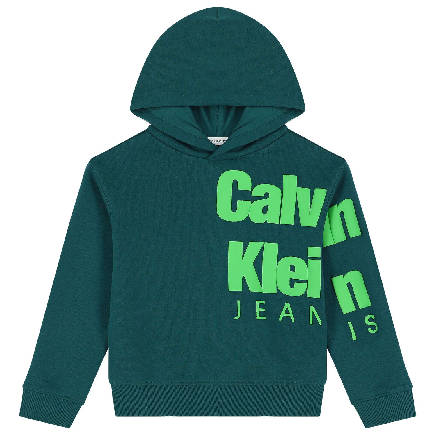Boys Green Logo Hooded Top, 2, hi-res