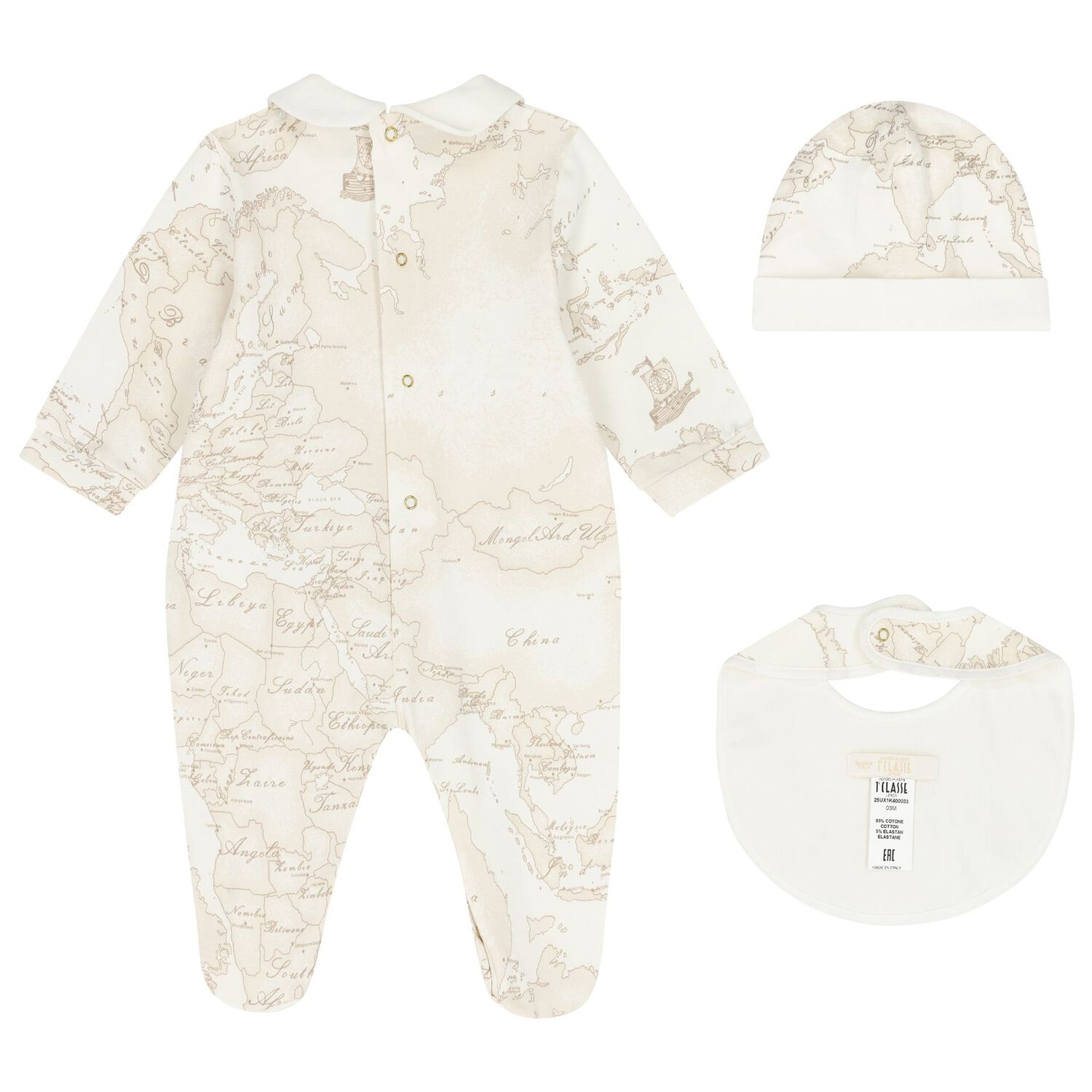 Ivory & Beige Geo Map Babygrow Gift Set, 4, hi-res image number null