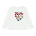 Baby Girls White Logo Long Sleeve Top, 1, hi-res