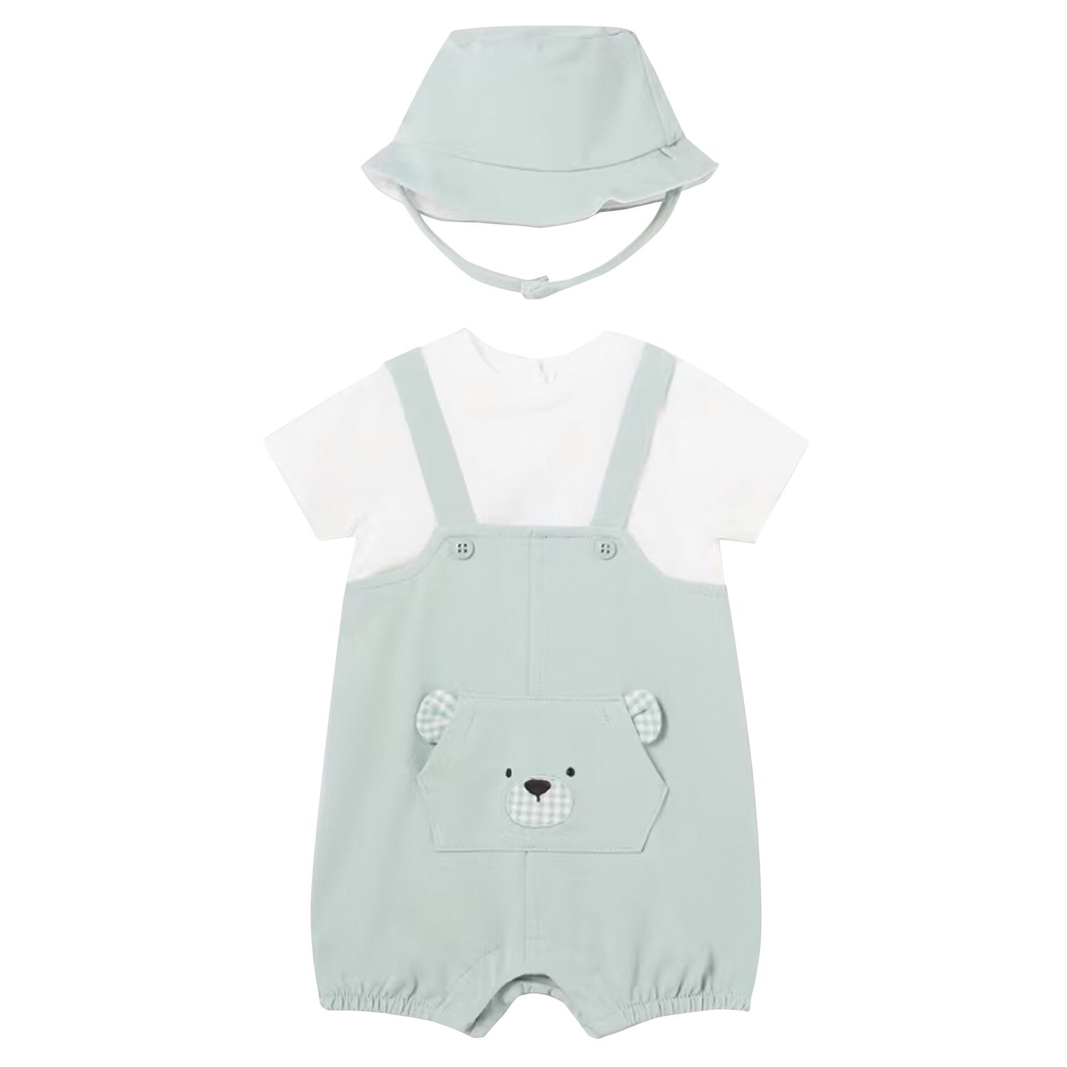 Baby Boys White & Green Romper & Hat Set, 1, hi-res image number null