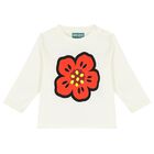 Younger Girls Ivory Boke Flower Long Sleeve Top, 1, hi-res