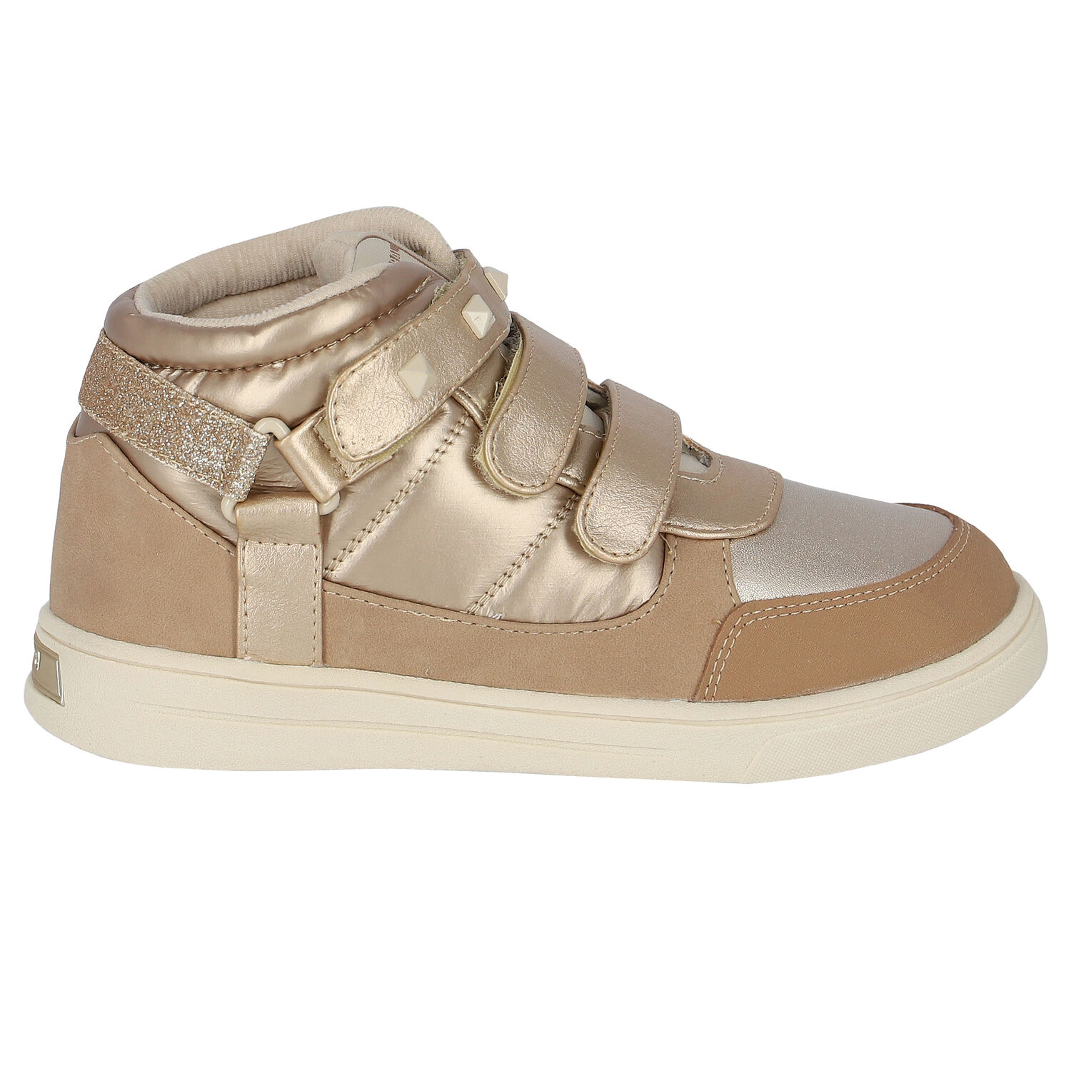 Girls Gold Metallic Trainers, 1, hi-res image number null