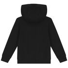 Boys Black Logo Hooded Top, 1, hi-res