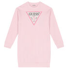 Girls Pink Logo Sweatshirt Dress, 1, hi-res