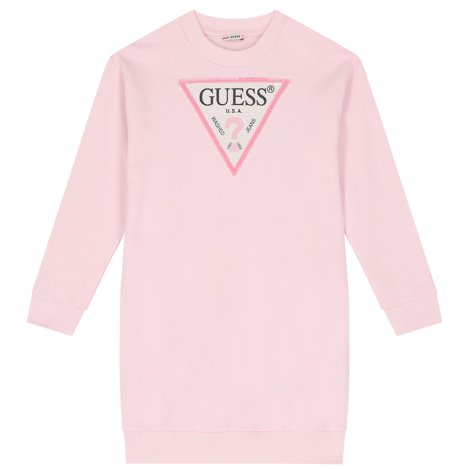 Girls Pink Logo Sweatshirt Dress, 1, hi-res