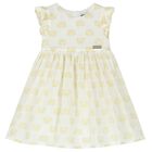 Younger Girls Ivory & Gold Logo Dress, 1, hi-res