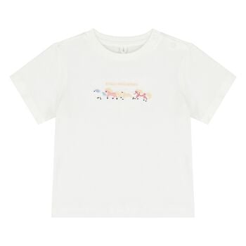 Younger Girls Ivory Horse Logo T-Shirt
