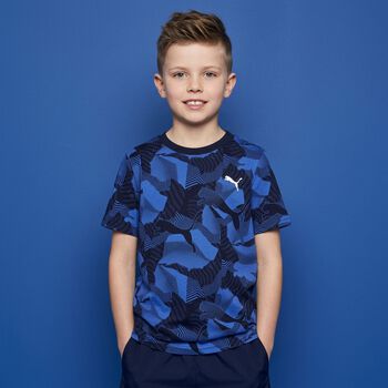 Boys Navy Blue & Blue Logo T-Shirt