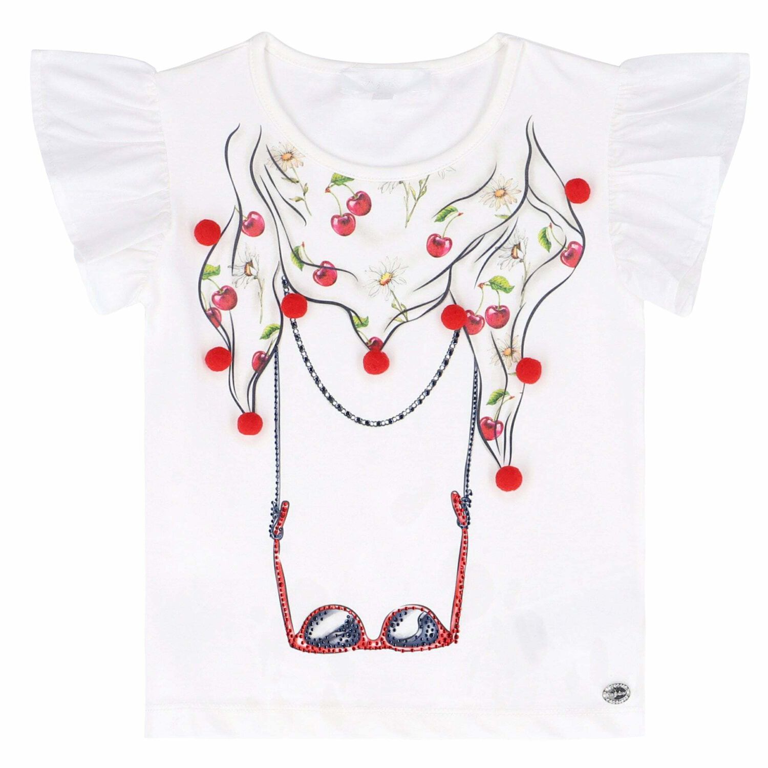 Girls White Printed Tops, 1, hi-res