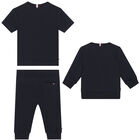 Baby Boys Navy Logo 3-Piece Tracksuit, 1, hi-res