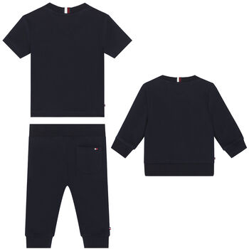 Baby Boys Navy Logo 3-Piece Tracksuit