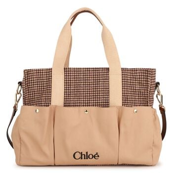 Beige Houndstooth Check Baby Changing Bag ( 41cm )