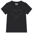 Girls Black Logo T-Shirt, 2, hi-res