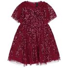 Girls Red Sequinned Tulle Dress, 1, hi-res