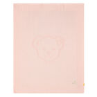 Baby Girls Pink Teddy Knitted Blanket, 1, hi-res