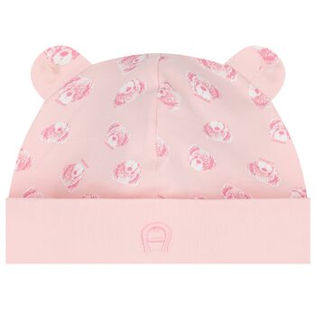 Baby Girls Pink Teddy Bear Logo Hat