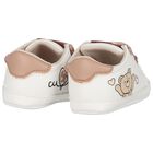 Baby Girls White & Beige Teddy Bear Trainers, 1, hi-res