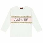 Girls Ivory Logo Long Sleeve Top, 1, hi-res