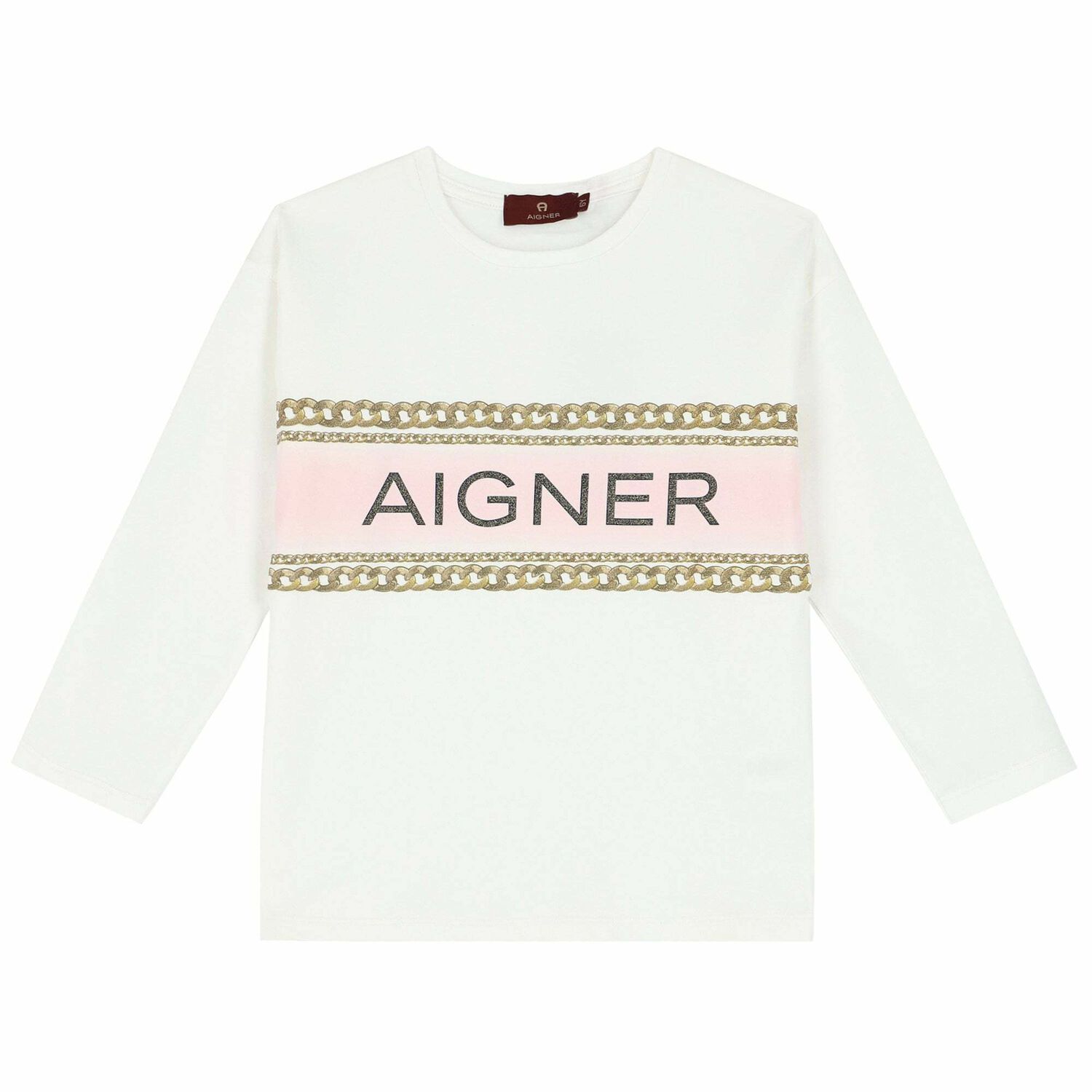 Girls Ivory Logo Long Sleeve Top, 1, hi-res image number null