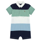 Baby Boys Multi-Colored Striped Logo Polo Romper, 1, hi-res