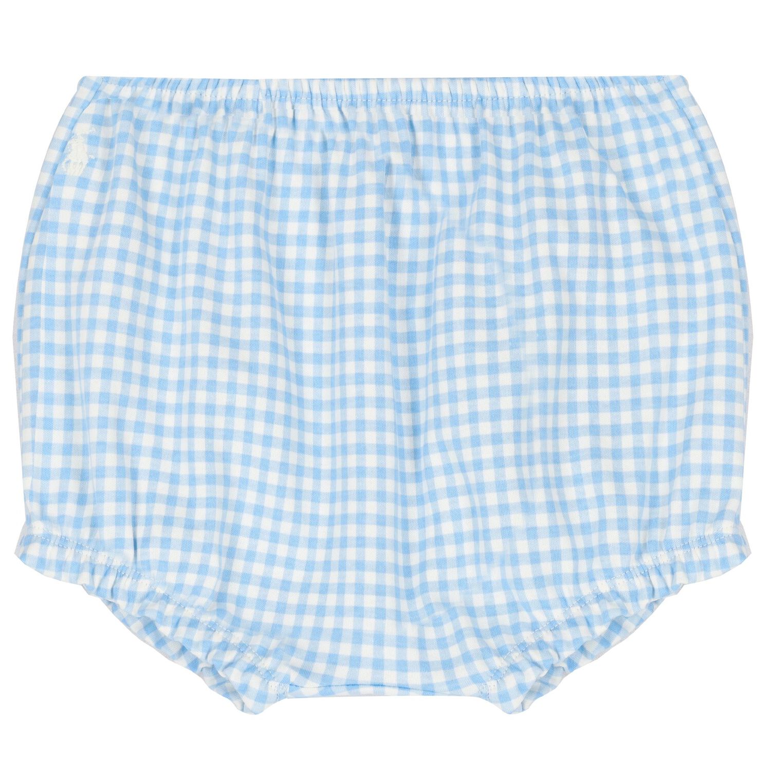 Baby Girls Blue Gingham Shorts & Hat Set, 1, hi-res