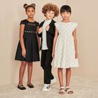 Girls Black Logo Dress, 1, hi-res