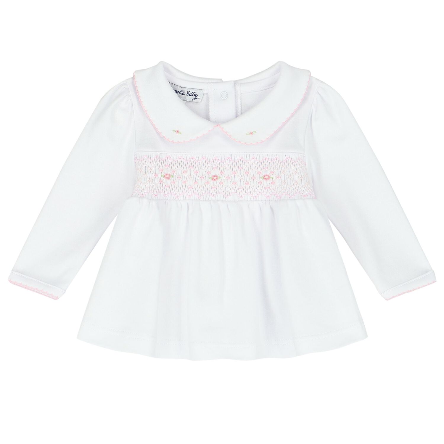 Baby Girls White and Pink Smocked Set, 1, hi-res image number null