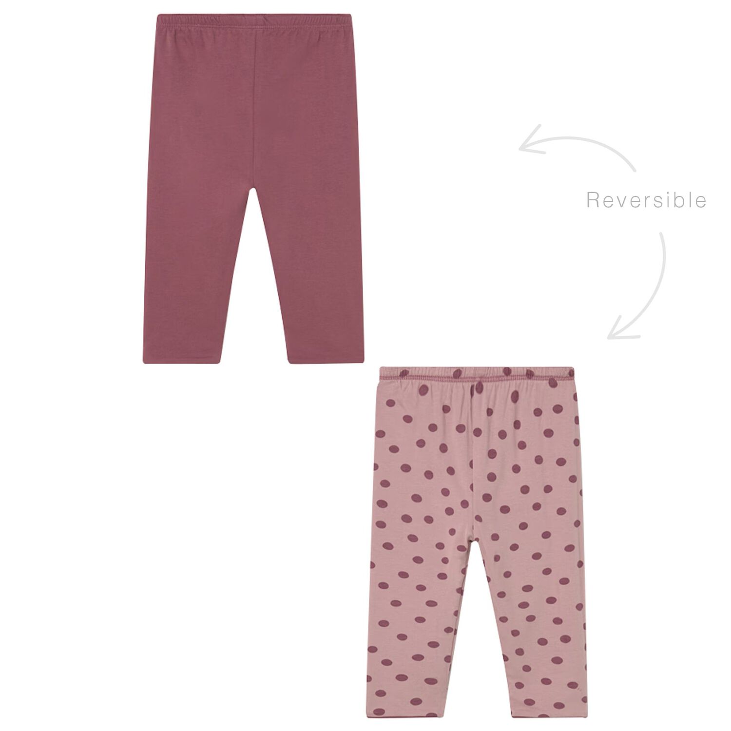 Younger Girls Pink Polka Dots Reversible Leggings, 1, hi-res